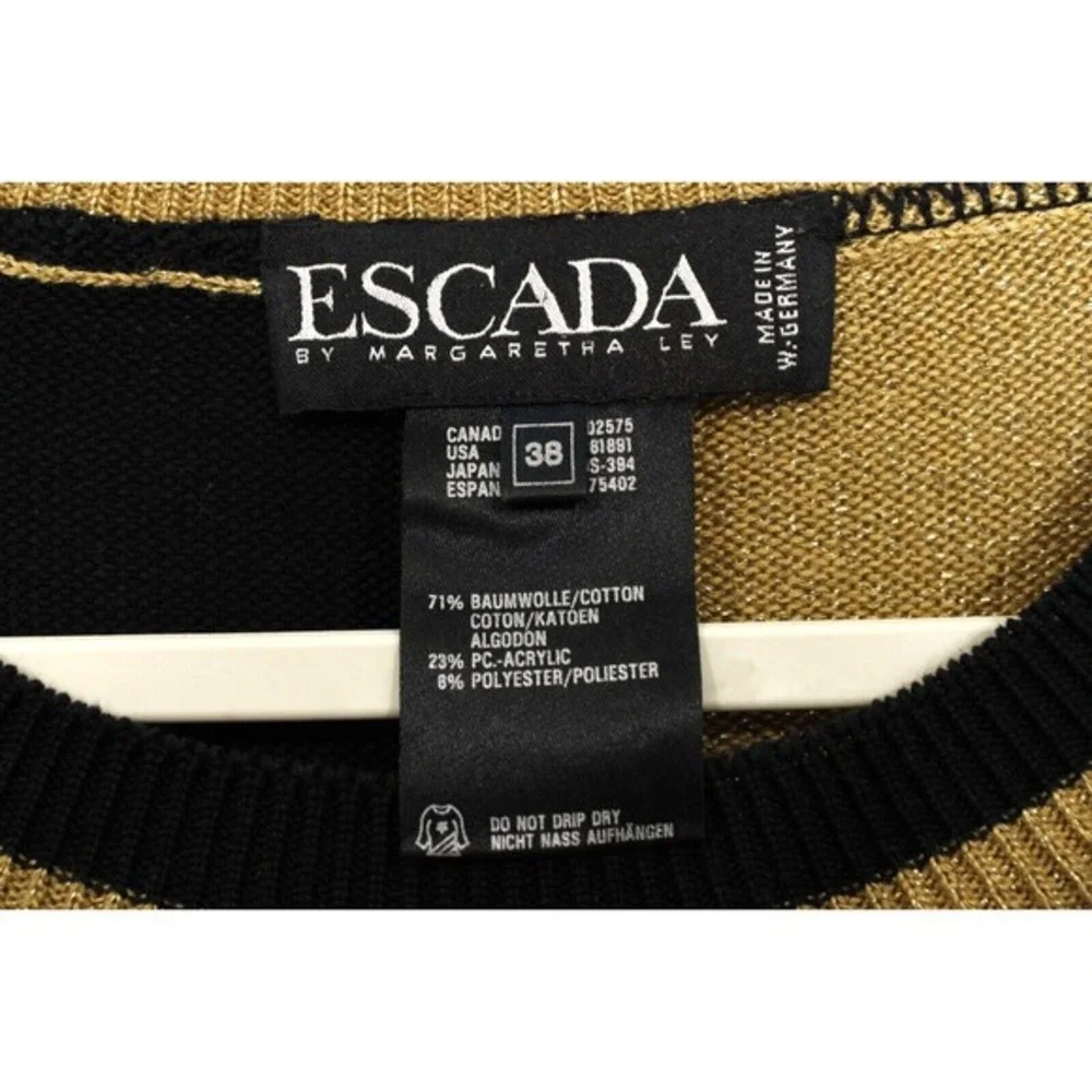 Escada Margaretha Ley Sweater Women M Black Gold Nautical Anchor Stars‎ Germany